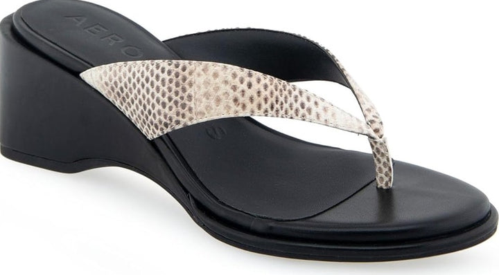Aerosoles Women's Nero Wedge Flip Flop Sandals Roccia Snake Print Size 7.5