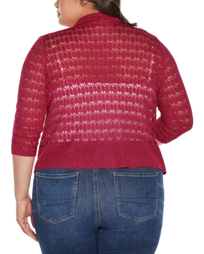 Belldini Women's Pointelle Stich Flowy Open Cardigan Sweater Plus Size 1X