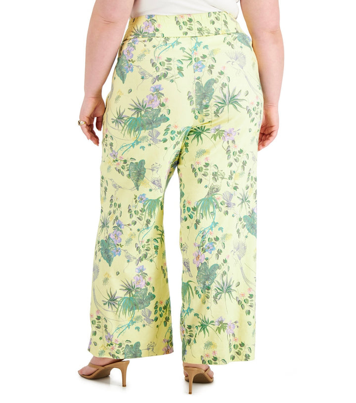 INC International Concepts Plus Size Printed Wide-Leg Pants Raina Garden