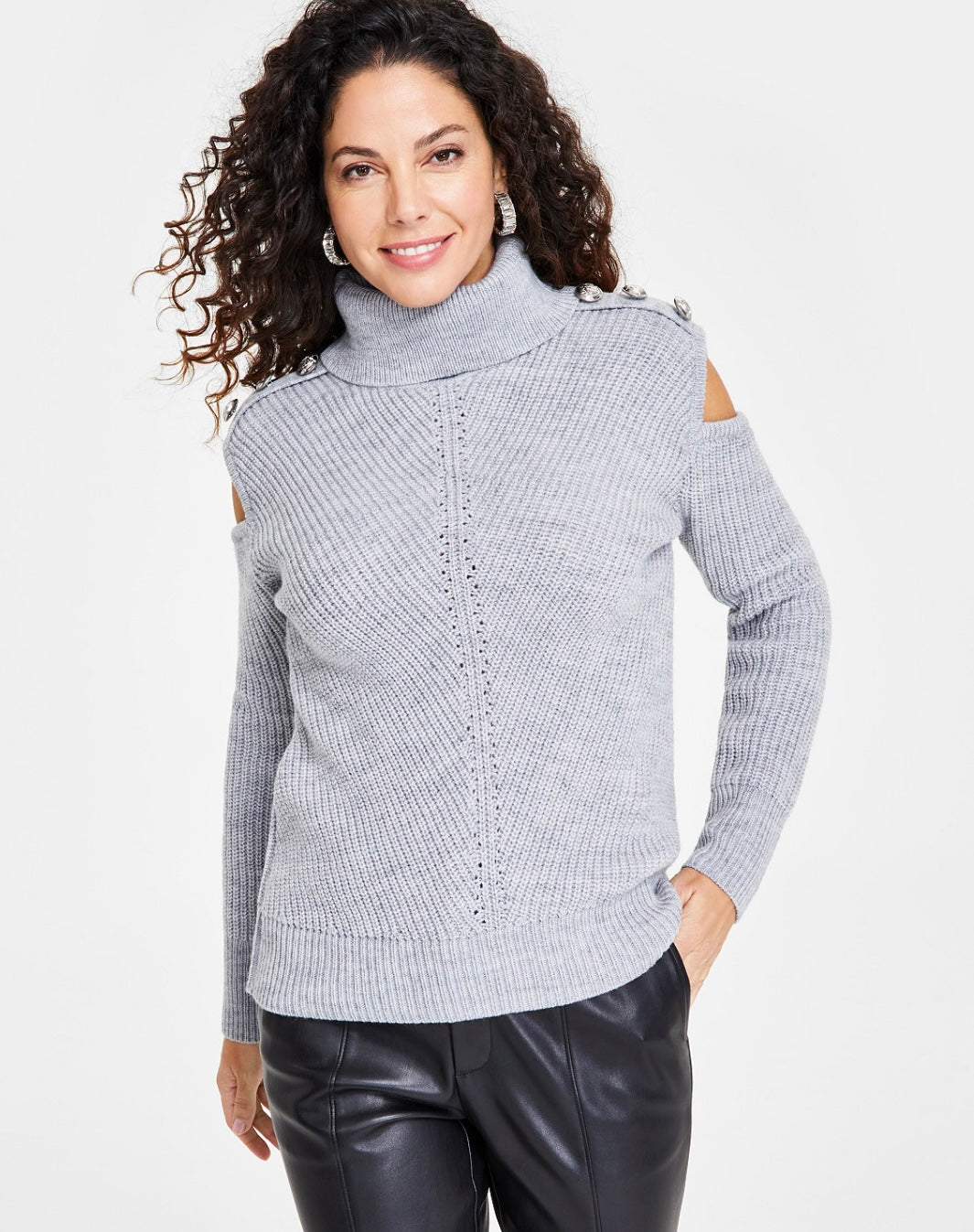 INC International Concepts Women's Turtleneck Cold-Shoulder Sweater Size M