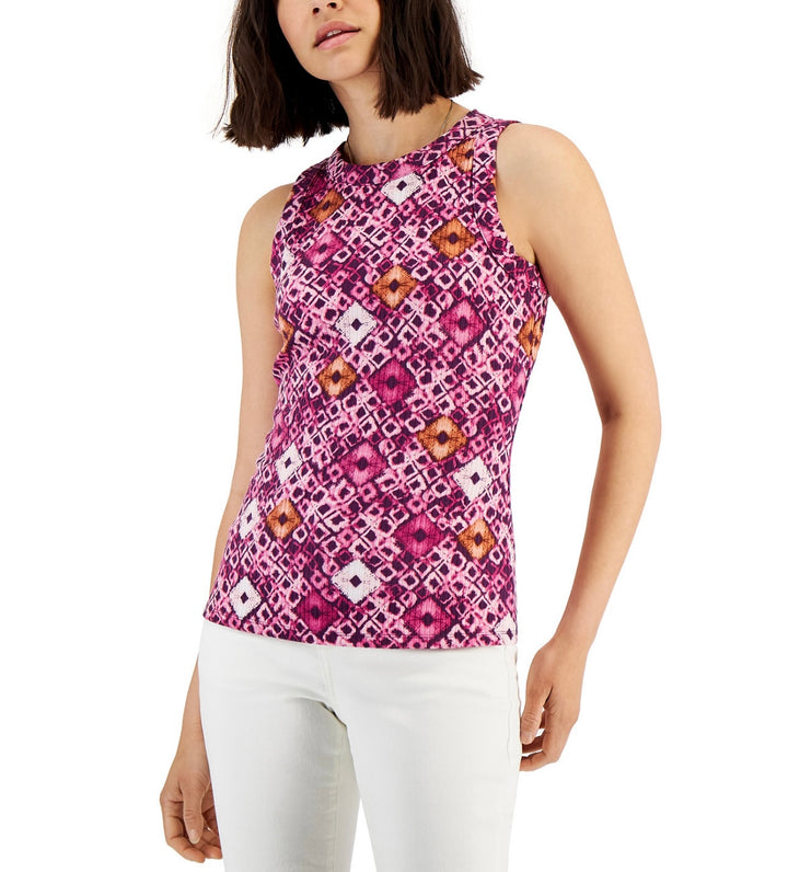 INC International Concepts Women's Crewneck Printed Sleeveless Top Size XL