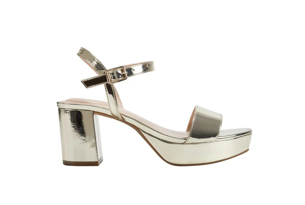 Bandolino Women's Pennie Platform Block Heel Sandals Gold Size 8 M