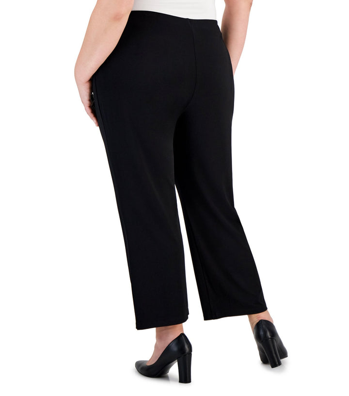 JM Collection Women's Wide-Leg Pull-On Pants Deep Black Plus Size 0X
