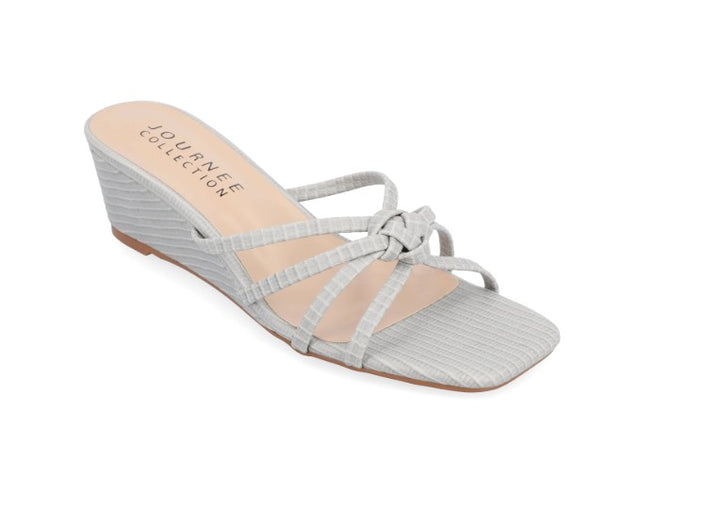 Journee Collection Women's Blayke Knotted Slip On Wedge Sandals Silver Size 10