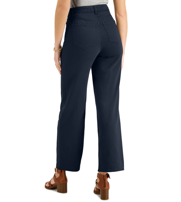 Style & Co. Women's Crop Mid Rise Casual Wide Leg Pants Industrial Blue Size 8