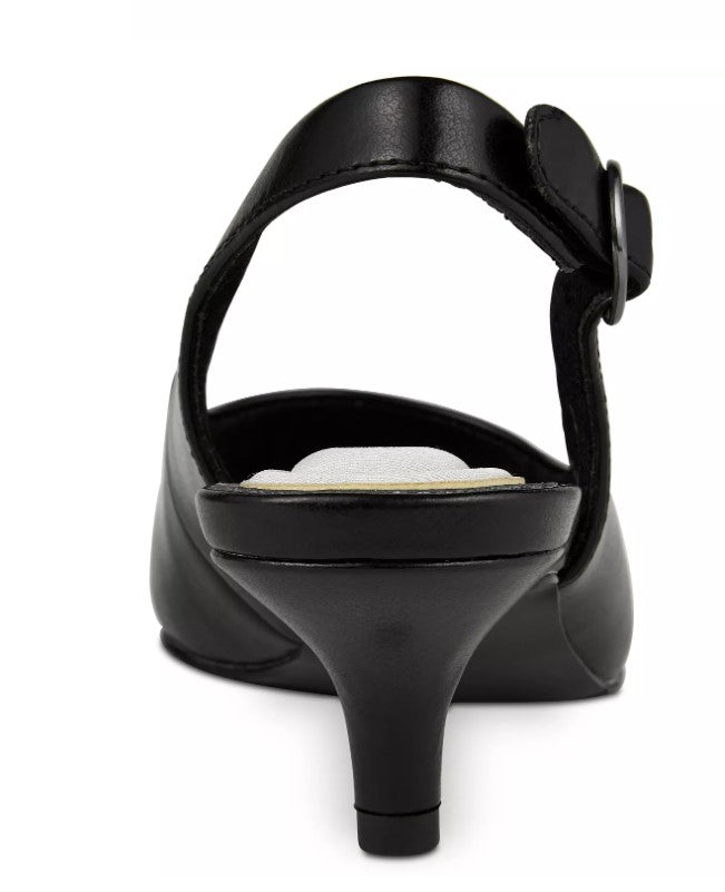 Easy Street Women's Faye Slingback Kitten-Heel Pumps Black Size 7 M