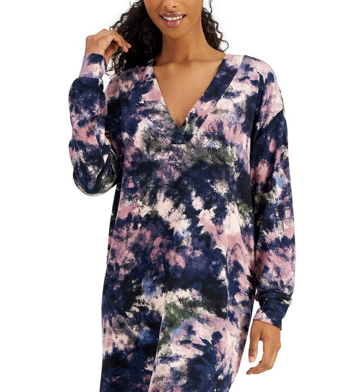 Jenni Women's Printed Long-Sleeve Sleep Shirt Multicolor Tie Dye