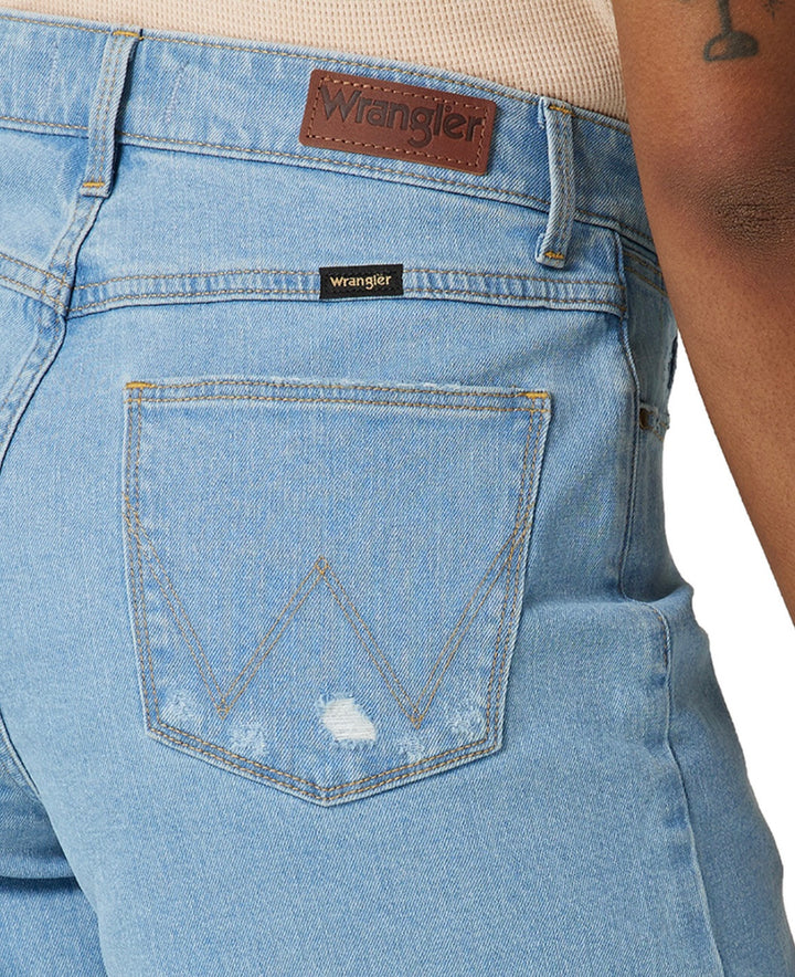 Wrangler Women's Ripped Denim Relaxed Shorts Light Blue Size 4/27