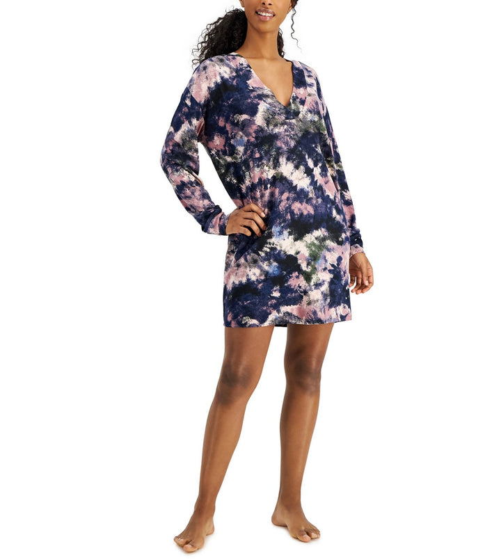 Jenni Women's Printed Long-Sleeve Sleep Shirt Multicolor Tie Dye