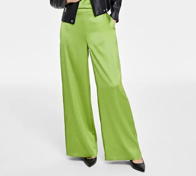 INC International Concepts Women's Satin High-Rise Pull-On Pants Lizard Size S