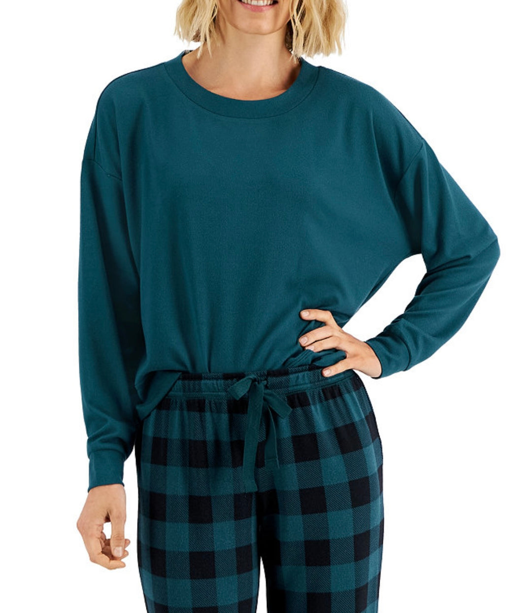 Jenni Women's Long Sleeve Pajama Top Green Size XXL