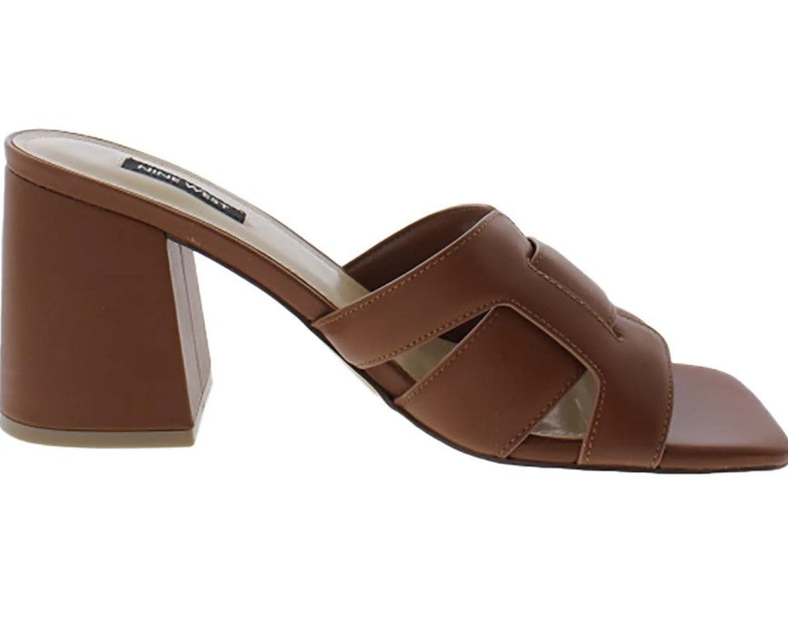 Nine West Women's Faux Leather Dressy Strappy Sandals Medium Brown Size 9M