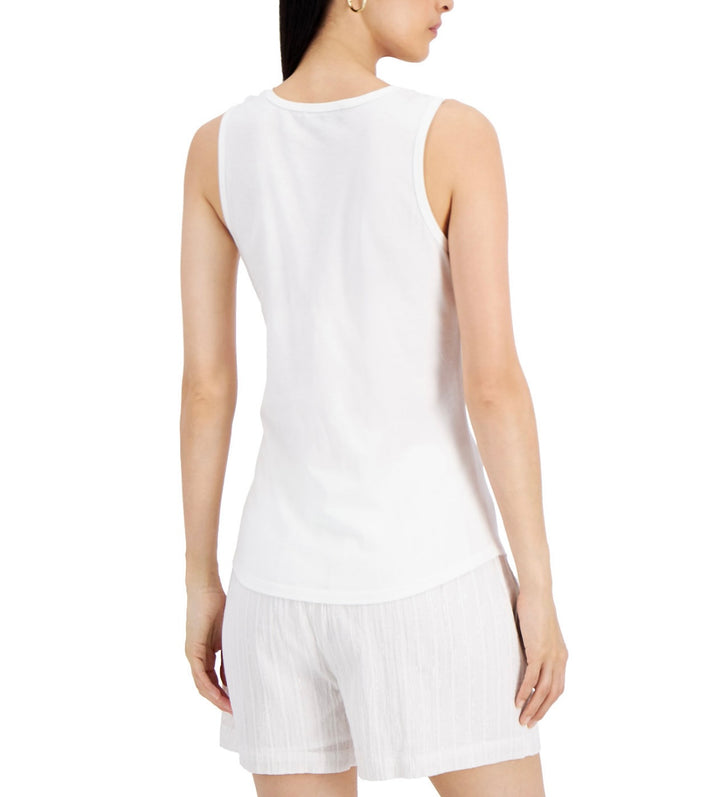 INC International Concepts Women's Knotted-Strap Tank Top Bright White Size XL