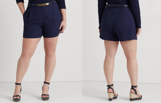 Lauren Ralph Lauren Women's Pleated Georgette Short French Navy