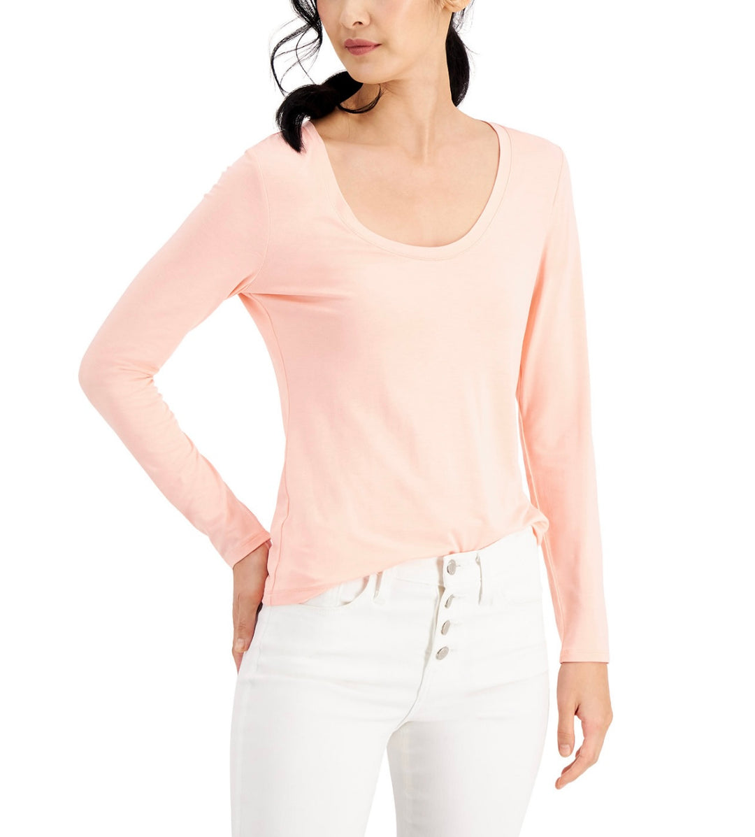 INC International Concepts Women's Scoop-Neck Top First Blush Size XL
