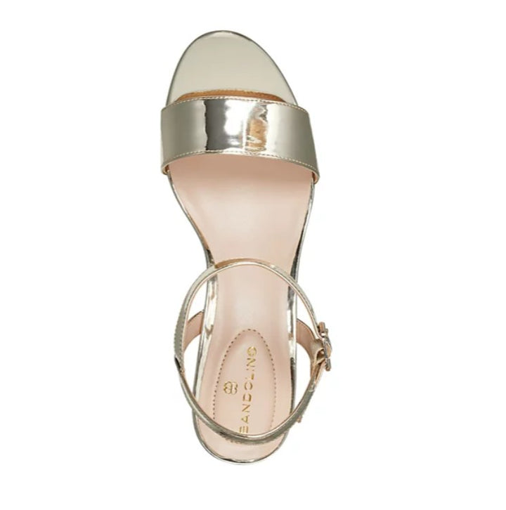 Bandolino Women's Pennie Platform Block Heel Sandals Gold Size 8 M