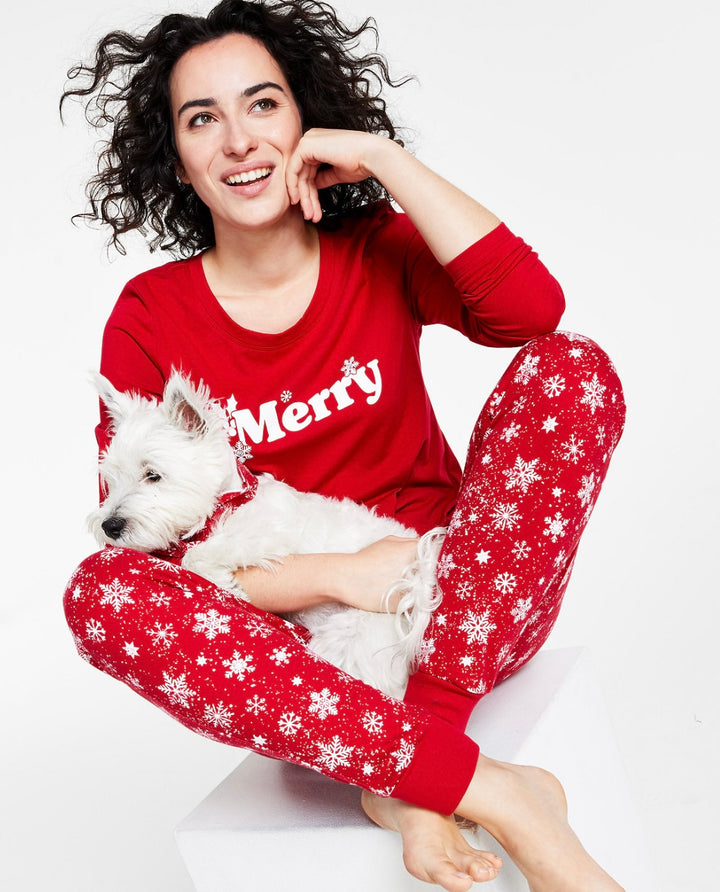 Family PJs Women's Merry Snowflake Mix It Family Pajama Set Candy Red