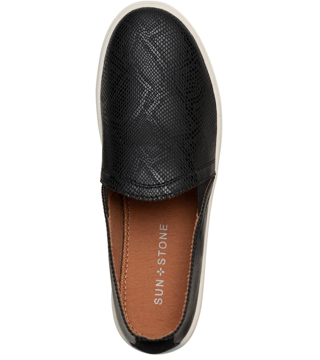 Sun + Stone Women's Mariam Slip-On Sneakers Black Snake Size 6M
