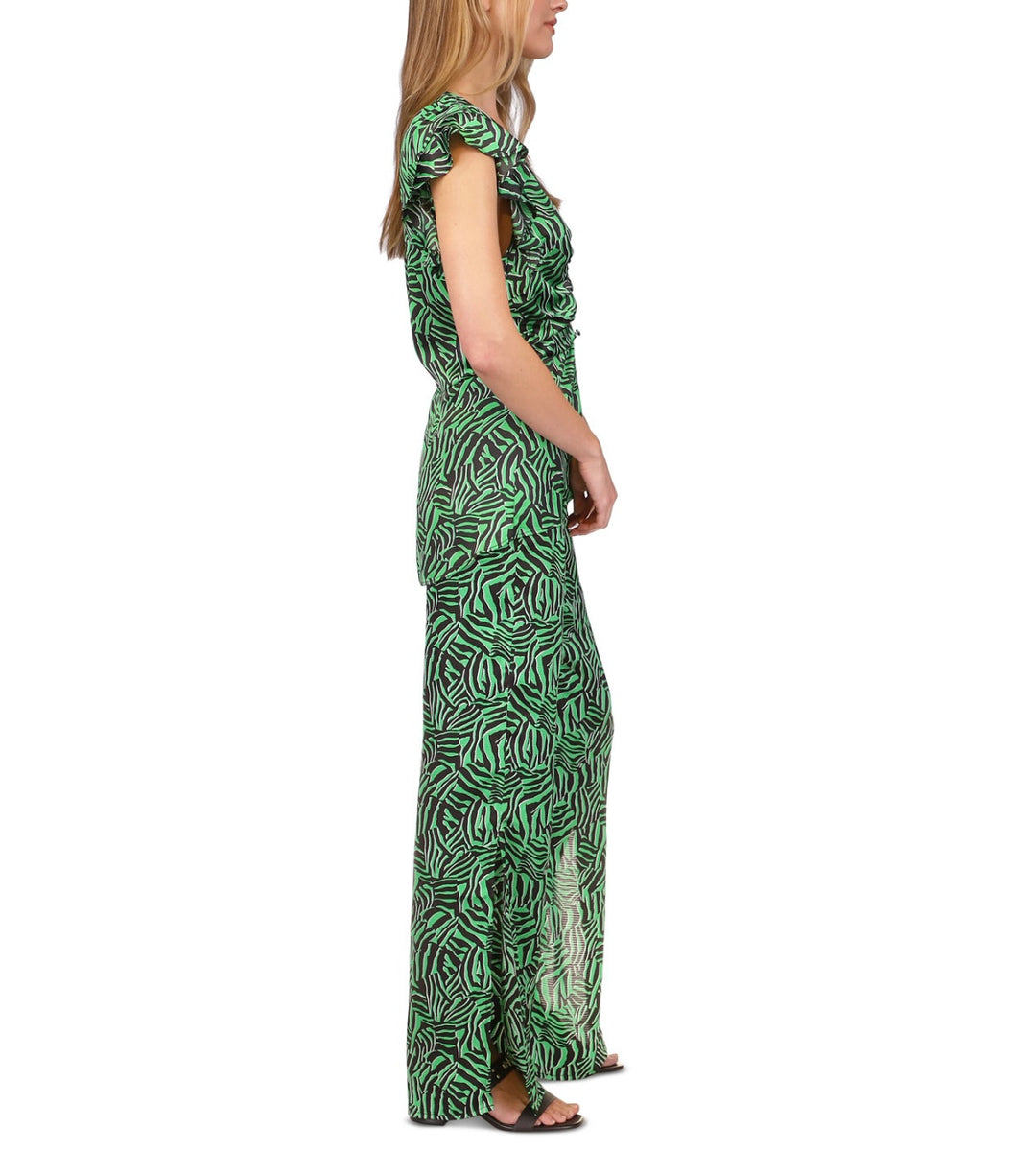 Michael Michael Kors Women's Drawstring Waist High Printed Wide Leg Pants Size S