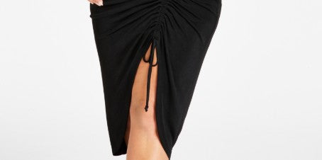 Nina Parker Women's Trendy Ruched Slinky Dress Black Plus Size 2X