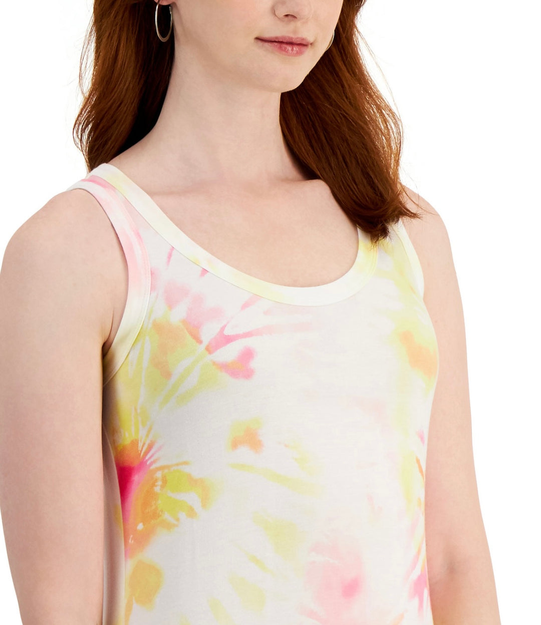 Style & Co. Women's Scoop Neck Sleeveless Tie-Dyed Maxi Dress Sunbeam Yellow