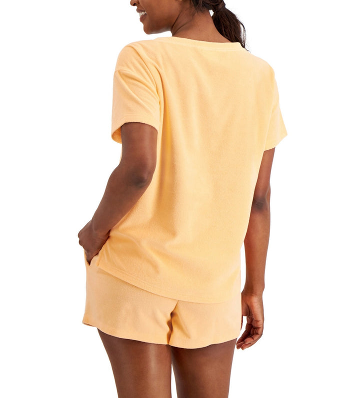 Jenni Women's Terry Cloth Crewneck Top Juicy Melon Size L