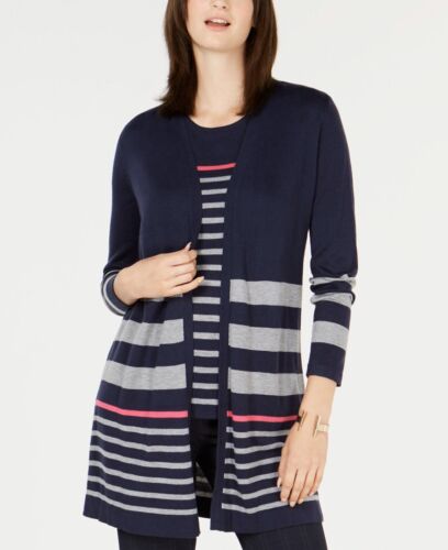CHARTER CLUB WOMEN'S SWEATER STRIPE CARDIGAN SIZE PP, PS