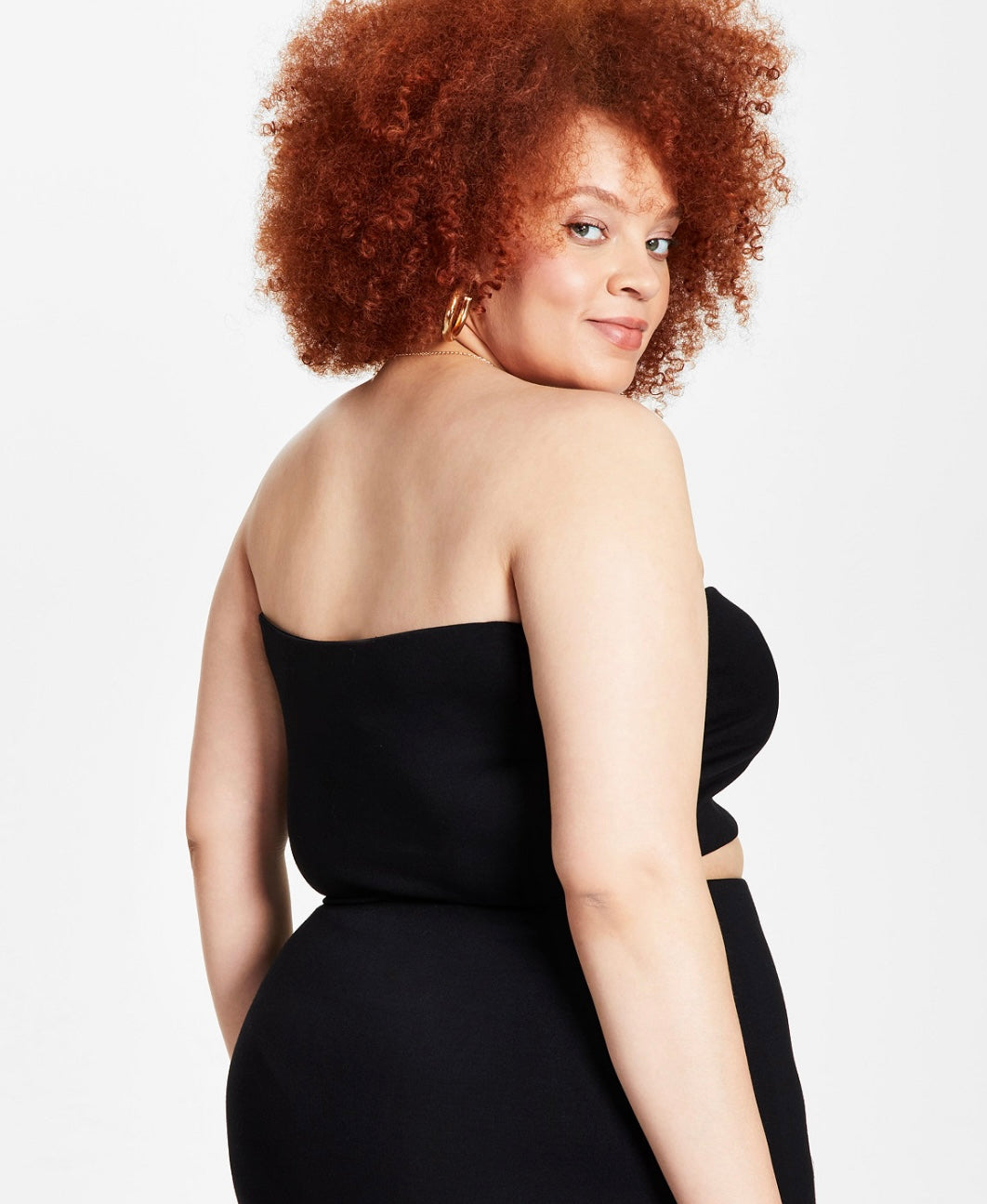 Bar III Women's Trendy Crepe Tube Top Deep Black Plus Size 1X