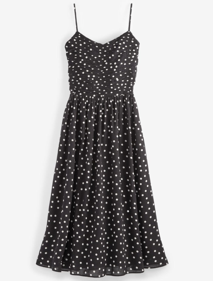 On 34th Women's Dot Soft Corset Midi Dress Deep Black Combo Size XS