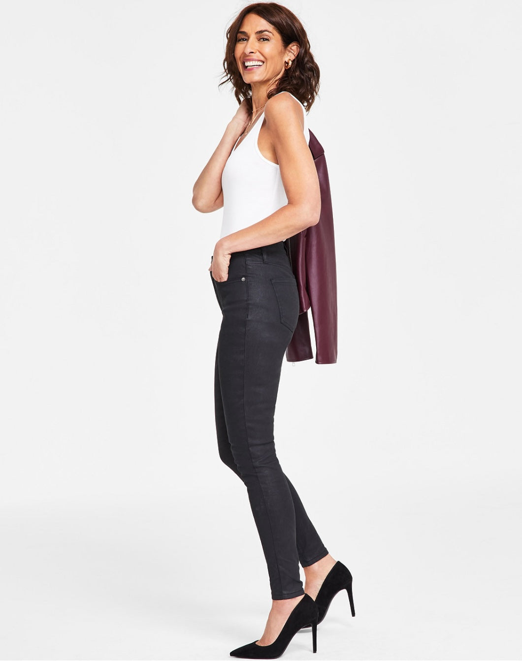 INC International Concepts Women's Mid-Rise Coated Skinny Jeans Size 4
