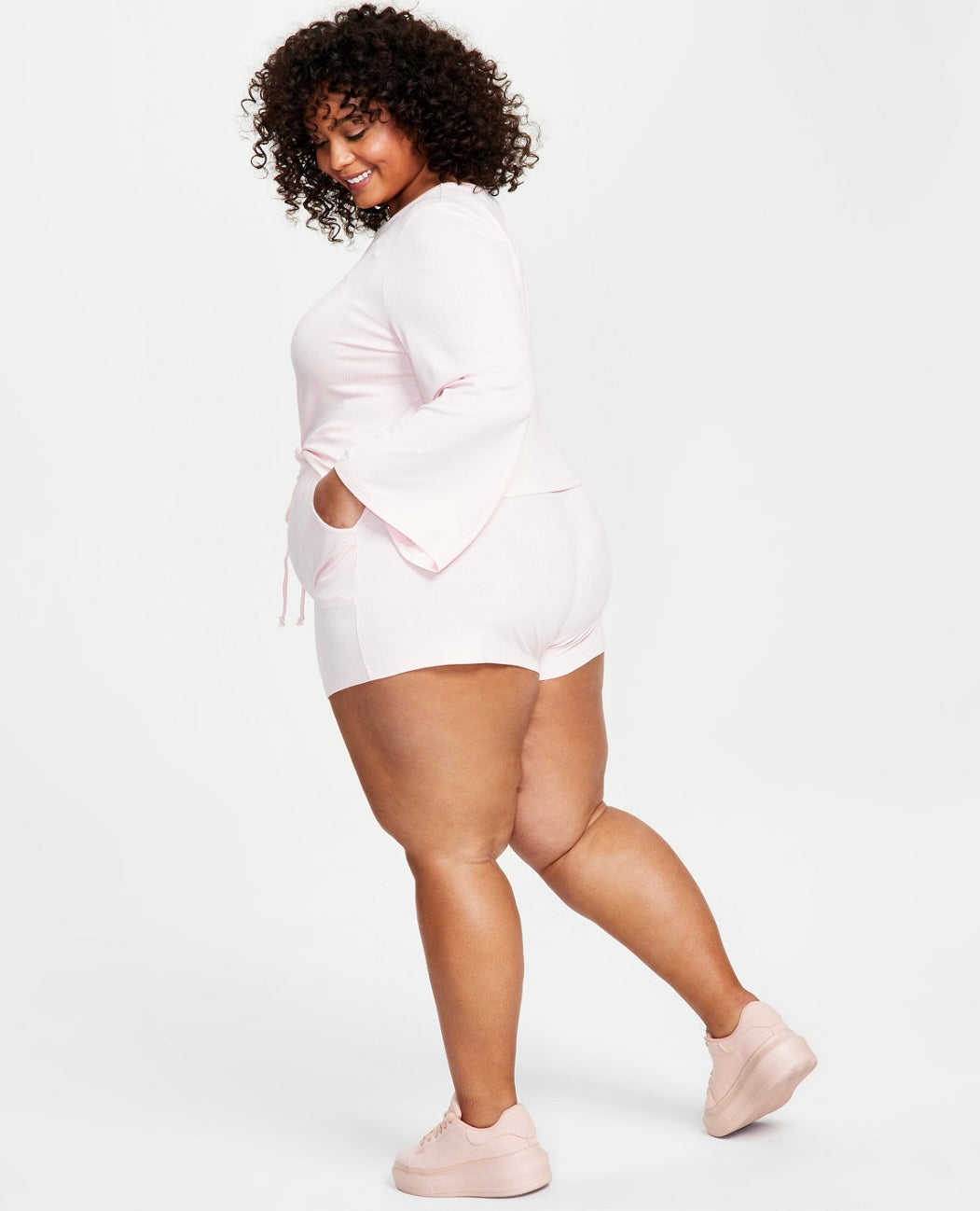 Jenni Women's Style Not Size Ribbed Lounge Shorts Pink Cloud Plus Size 2X