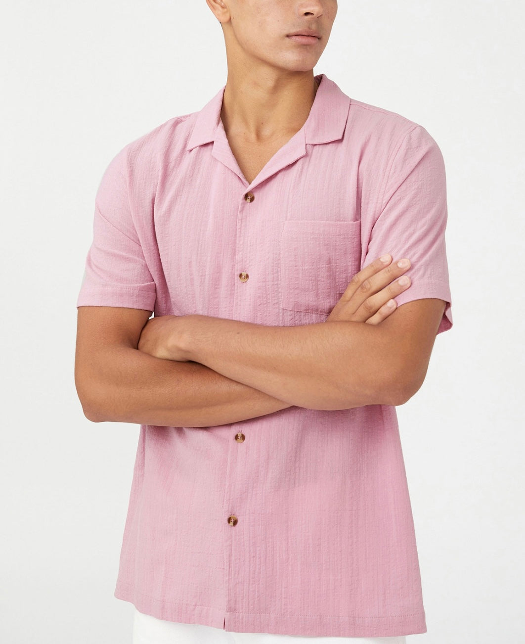 Cotton On Men's Riviera Short Sleeves Shirt Wild Rose Size XXL