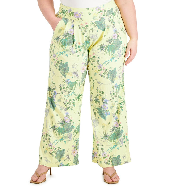 INC International Concepts Plus Size Printed Wide-Leg Pants Raina Garden