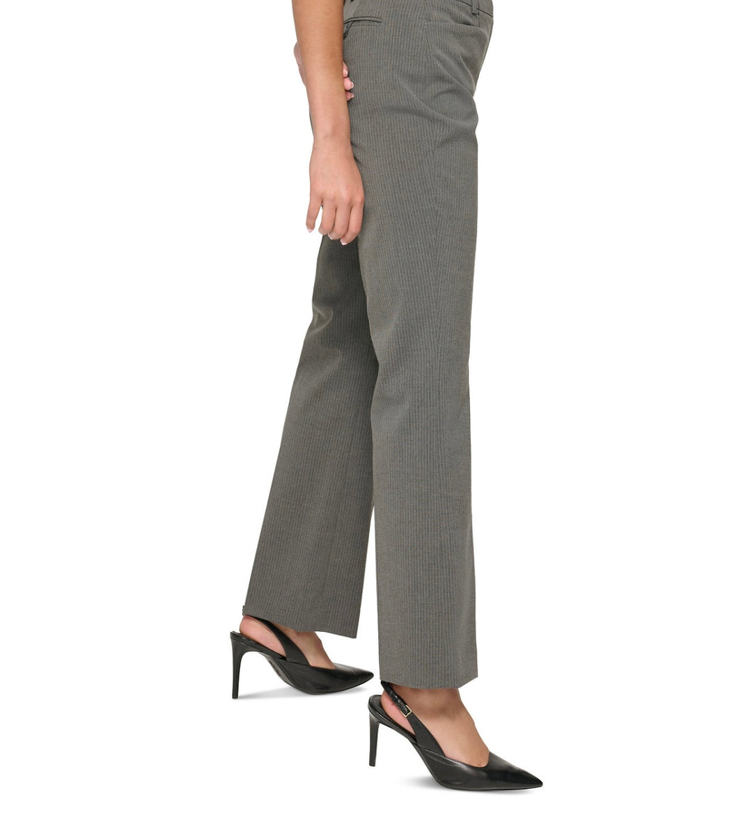 Calvin Klein Women's Pinstripe Straight-Leg Pants Charcoal/Cream