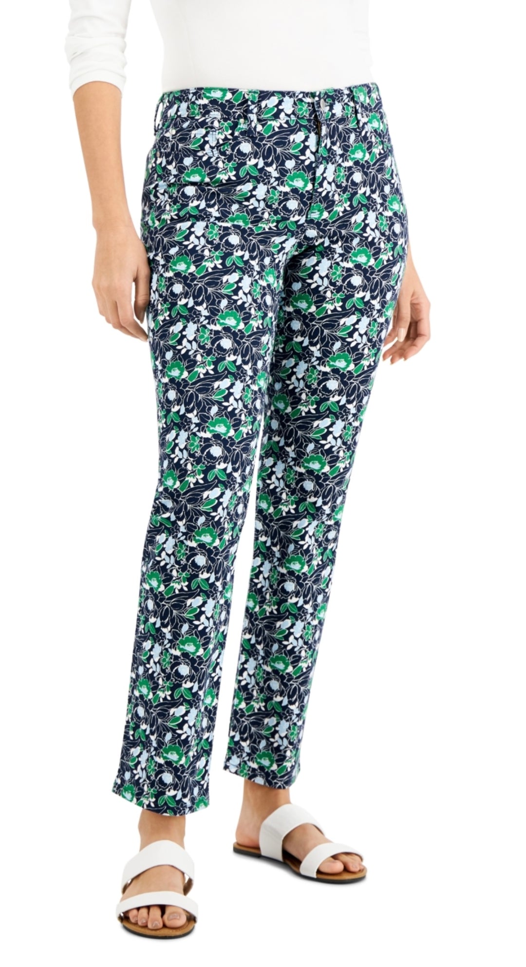 Charter Club Women's Lexington Geo-Print Straight Leg Jeans Intrepid Blue