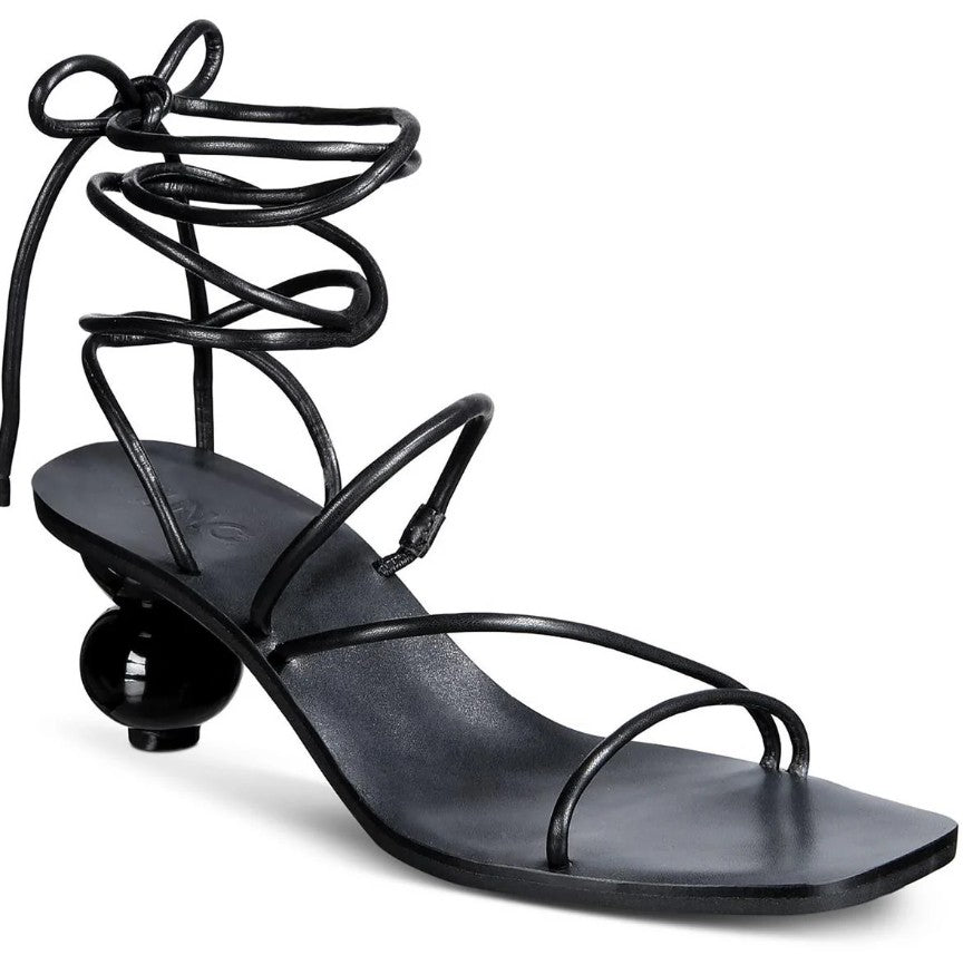 INC International Concepts Women's Chedel Faux Leather Square Toe Heels Black