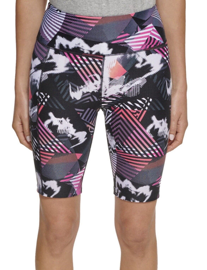 Calvin Klein Women's Bike Short High Rise Fashion Print Geo Shift Berry Logo