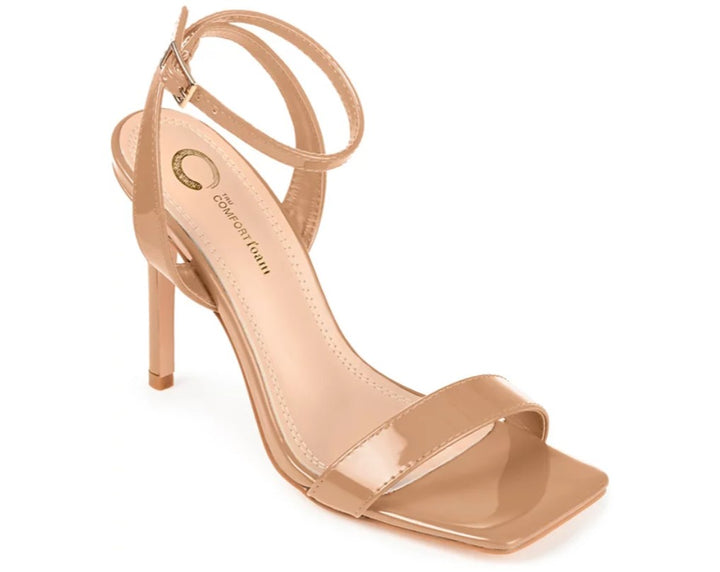 Journee Collection Women's Dorian Stiletto Square Toe Sandals Mocha Size 7 1/2