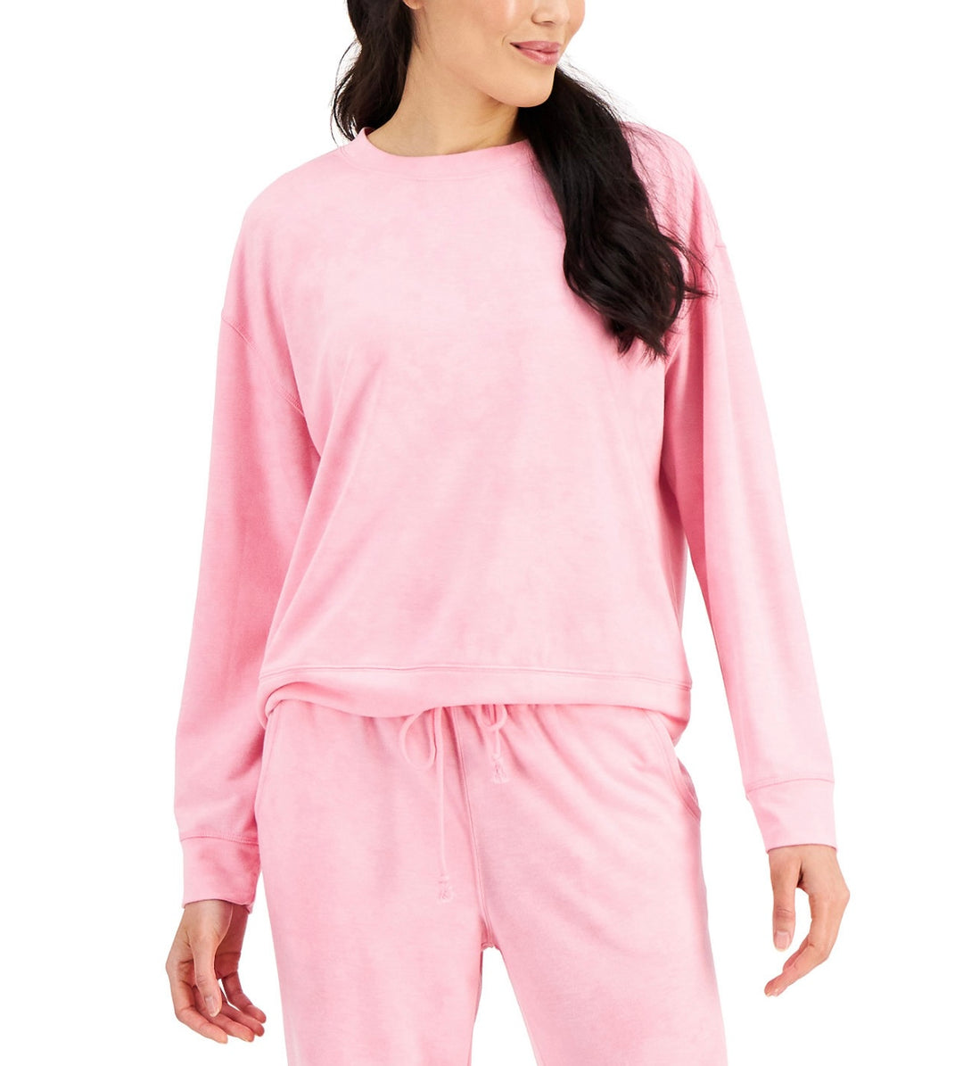 Jenni Women's Super Soft Crewneck Pajama Top Pink Tie Dye Wash