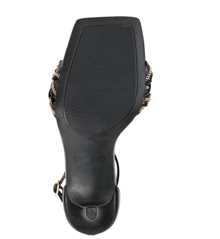 Journee Collection Women's Mabella Open Toe Mid Stiletto Sandals Black Size 9