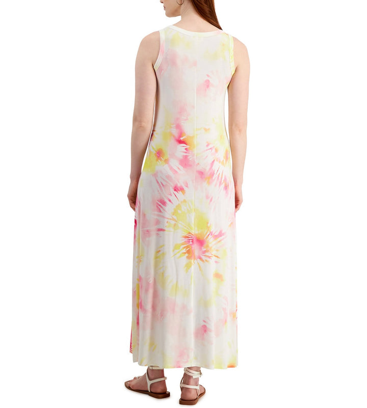 Style & Co. Women's Scoop Neck Sleeveless Tie-Dyed Maxi Dress Sunbeam Yellow