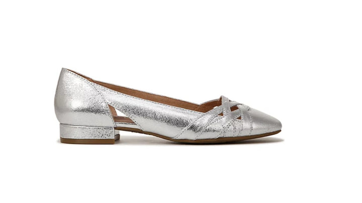 LifeStride Women's Slip On Carmen Flats Shoes Metallic Silver Size 8 1/2