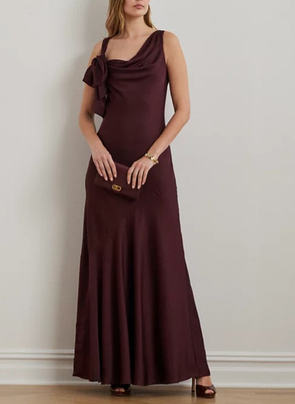 Lauren Ralph Lauren Women's Charmeuse Cowlneck Gown Dress Red Size 16 – CL Quality Store