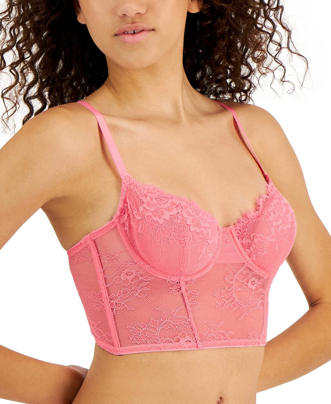 INC International Concepts Women's Lace Bustier Lingerie Pink Gemstone