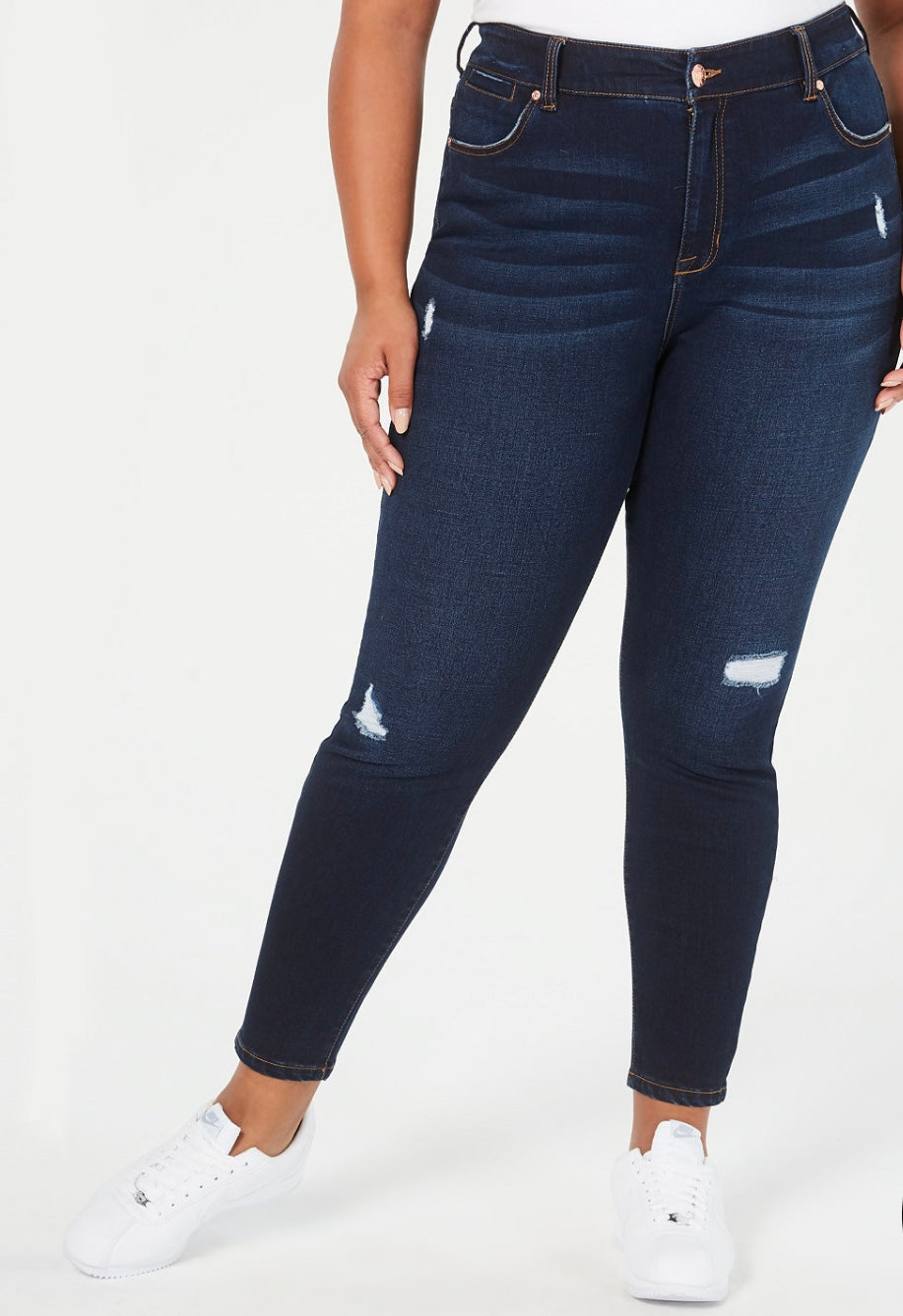 Celebrity Pink Women's High Rise Trendy Ripped Skinny Jean Kirwood Plus Size 18