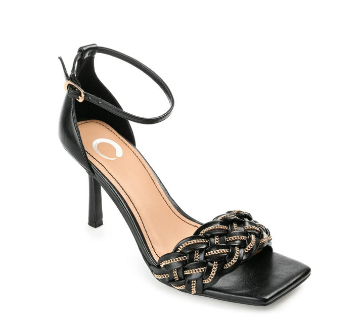 Journee Collection Women's Mabella Open Toe Mid Stiletto Sandals Black Size 9