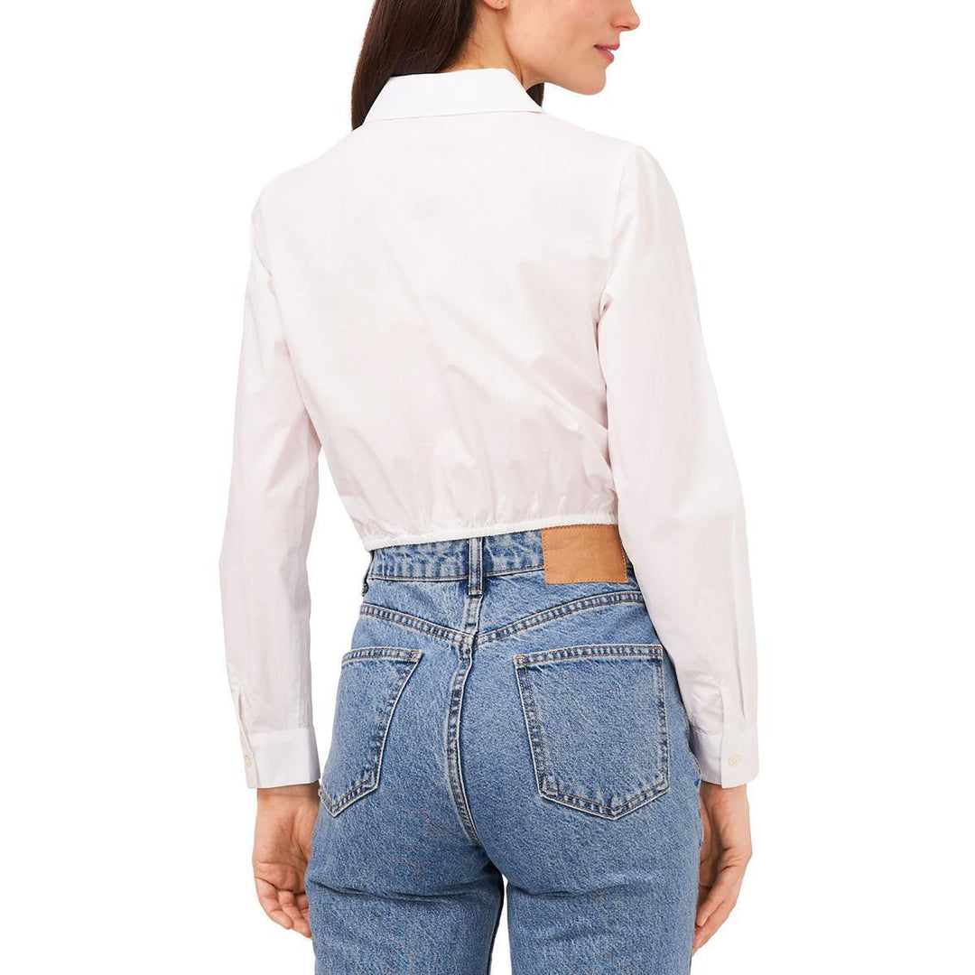 Riley & Rae Women's Sheer Elastic Waist Blouse Button-Down Top Shirt Size XL
