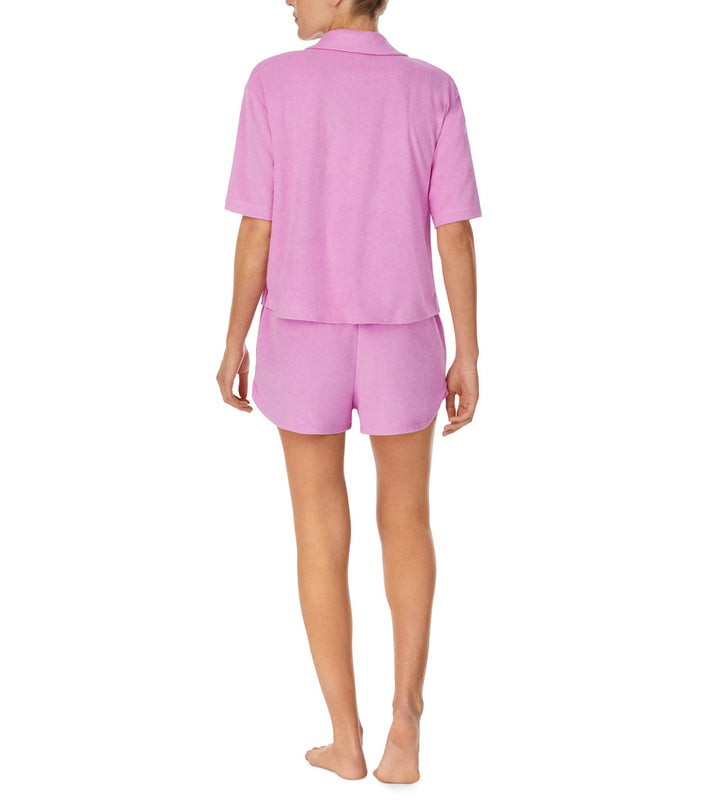 Refinery 29 Women's Short-Sleeve Notch-Collar Top Dark Pink Size S