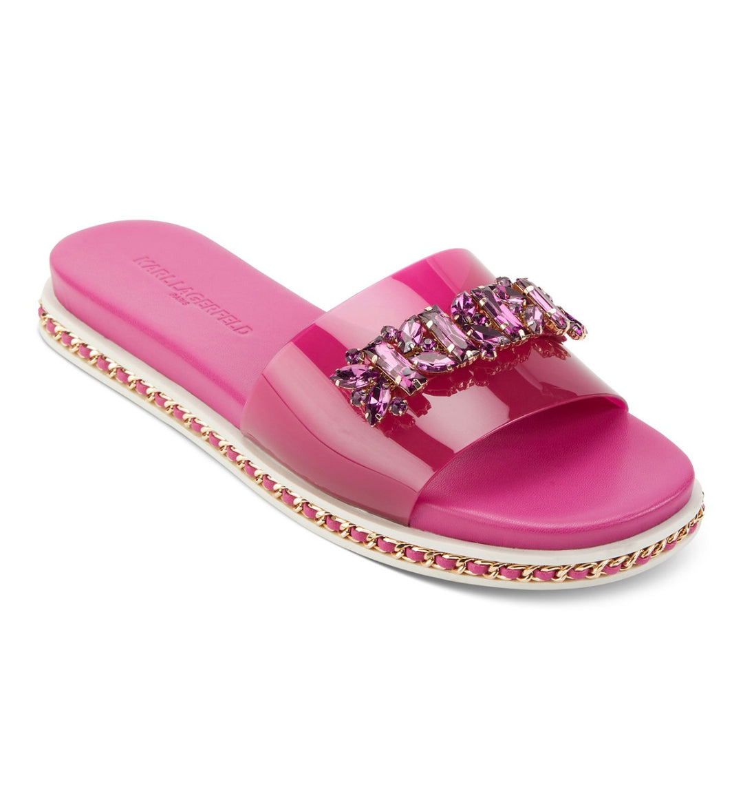 Karl Lagerfeld Paris Women's Bijou Embellished Slide Sandal Size 6M