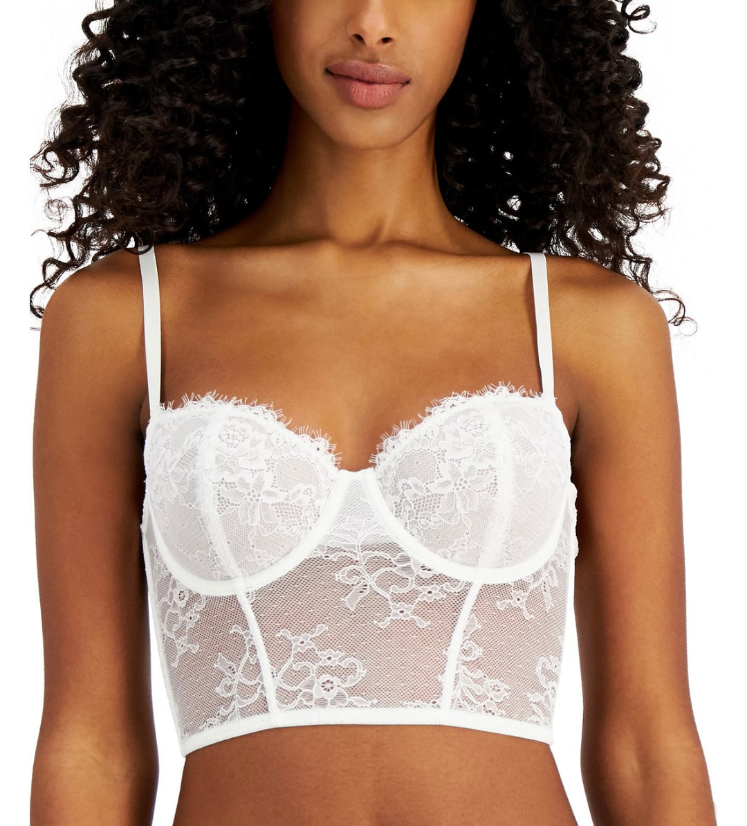 INC International Concepts Women's Lace Bustier Lingerie Washed White
